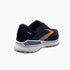 Navy brooks adrenaline gts 22 running shoe with orange accents on a white background