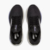 brooks adrenaline gts 24 womens, supportive running shoe, black with purple  details on white sole, top view