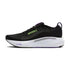 brooks adrenaline gts 25 for women, supportive everyday running and walking shoe with dynamic cushioning, black colour with purple and green details on sole, side profile of shoe on white background