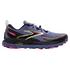 Outside view of womens brooks cascadia 18 gore-tex grey blue black pink running trail shoe
