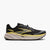 brooks cascadia 19 for men, trail running and walking shoe, black with white sole and yellow details, side profile of shoe