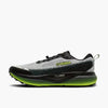 brooks cascadia 20 mens, road to trail gravel running and walking shoe, light grey and black with lime green details, inside profile of shoe