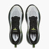brooks cascadia 20 mens, road to trail gravel running and walking shoe, light grey and black with lime green details, top of shoes