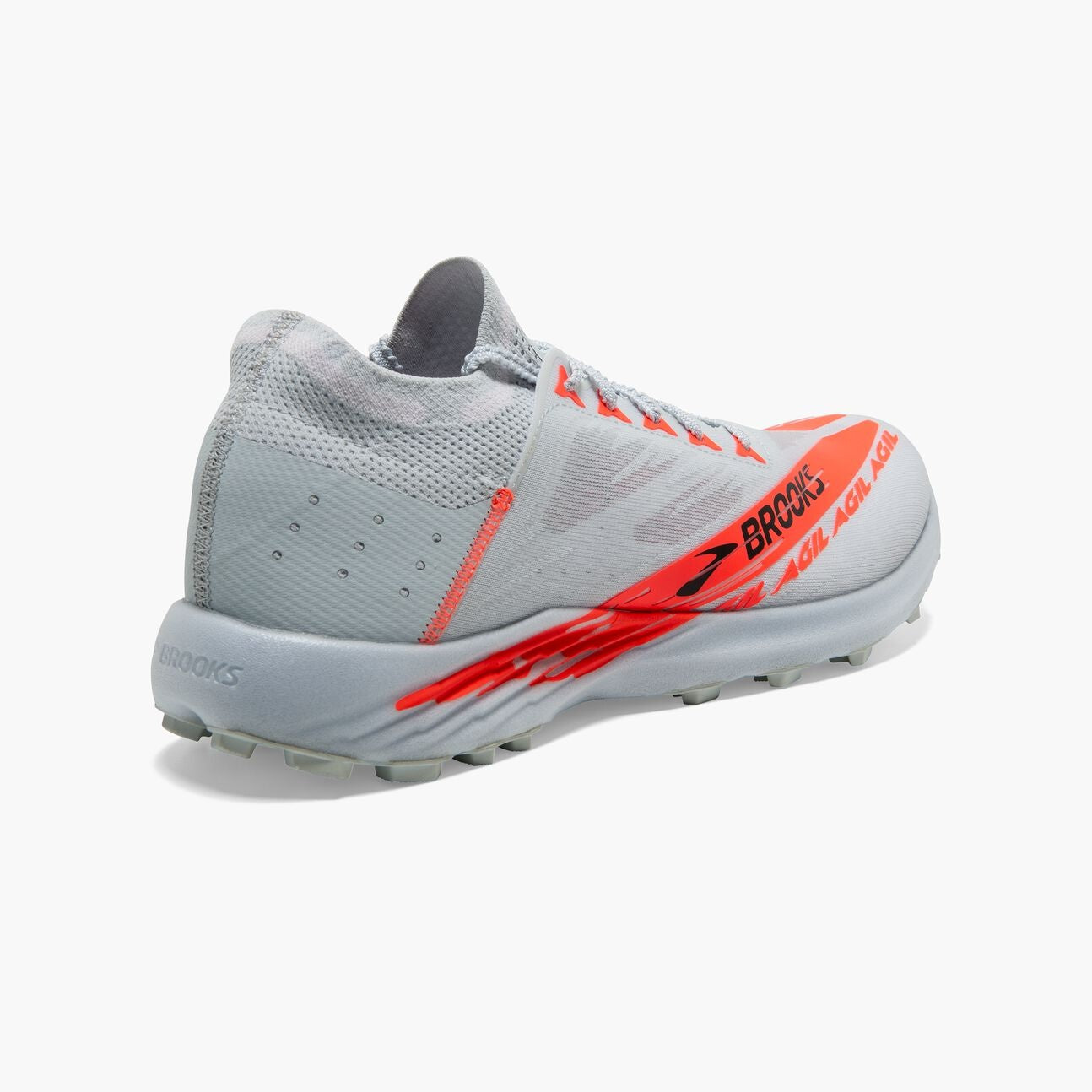 brooks catamount trail shoe, white with orange
