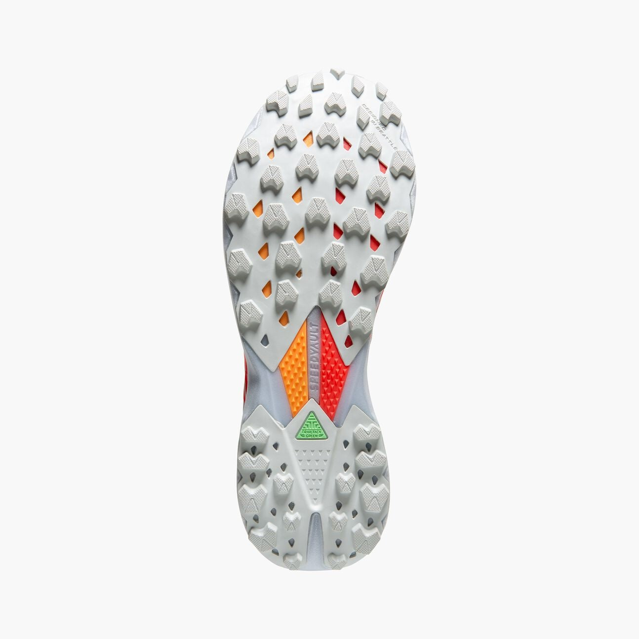 brooks catamount agil trail shoe, showing lugs