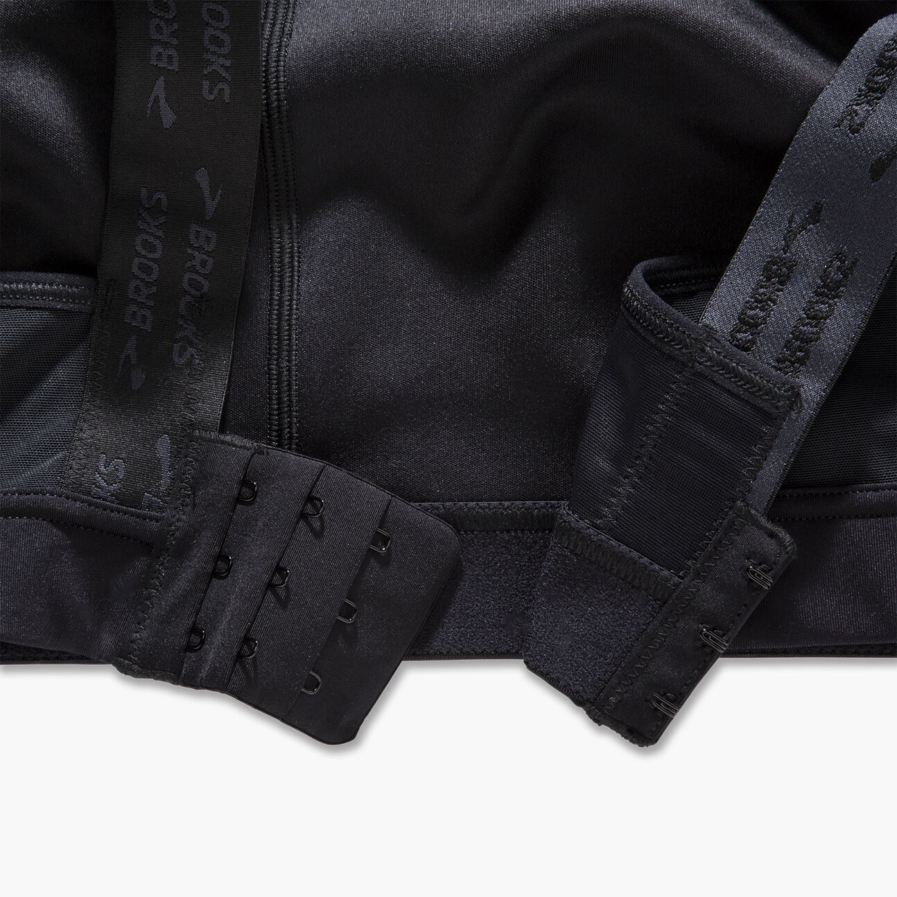 Brooks black sports bra convertible 2.0 style showing back closure