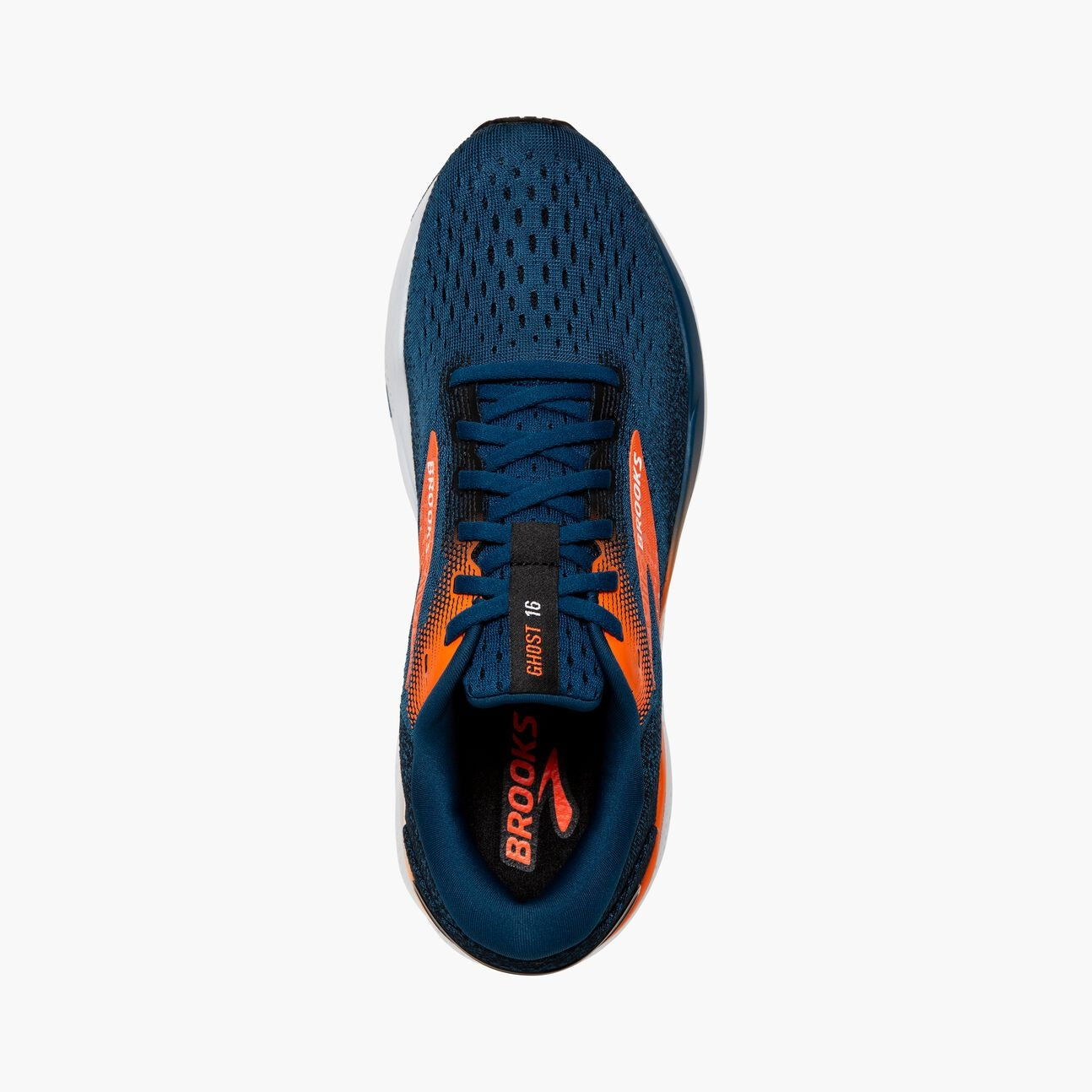 brooks ghost 16, neutral running shoe for men, blue with orange