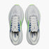 brooks ghost 17 for men road running shoe for everyday training white colour with white sole and blue and green details top down view of both shoes