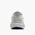 brooks ghost 17 for men road running shoe for everyday training white colour with white sole and blue and green details rear view