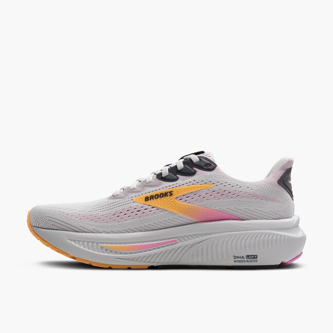 Brooks ghost 7 light grey womens running shoe  with lightweight cushioning 