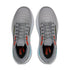 Gray pair of brooks ghost max 3 running shoe with blue and black top
