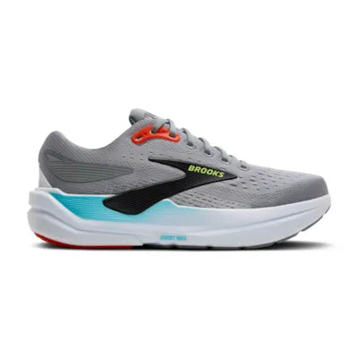 Gray brooks ghost max 3 running shoe with blue and black