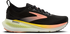 brooks glycerin 23 women, maximum cushioned road running and walking shoe, black with yellow and peach details, side profile of shoe
