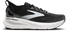 brooks glycerin gts 23 womens, supportive road running and walking shoe, black and white, side profile of shoe