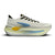 brooks glycerin max, bouncy, energetic, max cushioned daily trainer for men . white upper black and blue details. side profile of shoe 