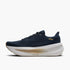 brooks glycerin max, bouncy, energetic, max cushioned daily trainer. navy upper with white sole and gold details. inside side view.