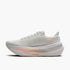 brooks glycerin max 2 for women, ultra cushioned running shoe for long distances and recovery runs, white and grey with orange details, outside side profile of shoe
