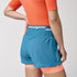 Brooks High Point Women's Trail Shorts with pockets and storage, blue and orange