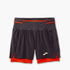 Brooks High Point trail running shorts for men, black with red inner and trim
