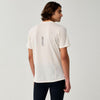 brooks high point short sleeve 2.0 for men, super lightweight and breathable trail running top, bone white colour, back view of man wearing brooks top with grey background