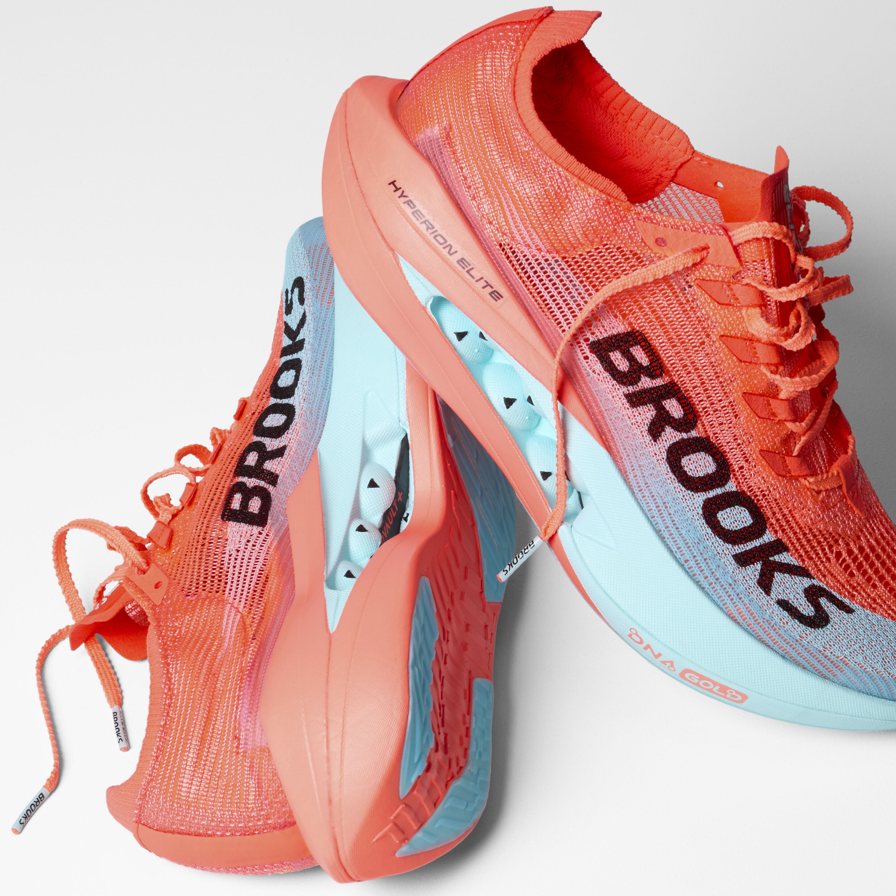 pair of brooks hyperion elite 5, race day shoe for men and women, orange colour