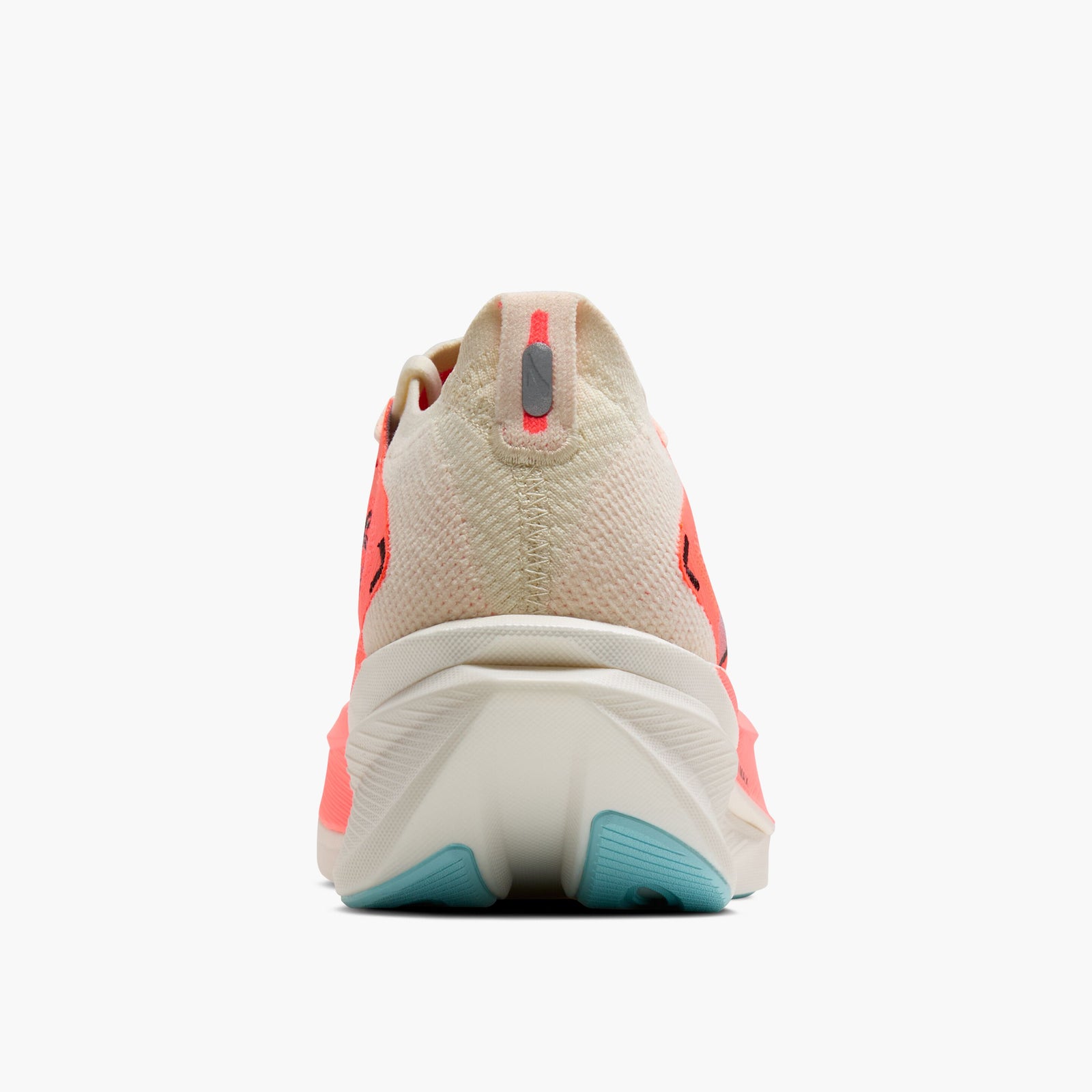 brooks hyperion max 3 for women, coconut fiery coral colour, speed shoe, back heel view