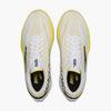 Top view of brooks hyperion max cushioning road running shoe in a white and yellow colour