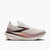 brooks hyperion max 4 womens, high cushion stacked nylon plated training long distance running shoe, white with purple details, side profile of shoe