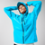 brooks high point waterproof jacket for men, waterproof packable trail running jacket, bright blue colour, man wearing brooks rain jacket with hood up