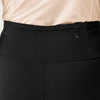 brooks cascadia short tight, 6" fitted running shorts for women, black colour, close up of back storage pocket with zip 
