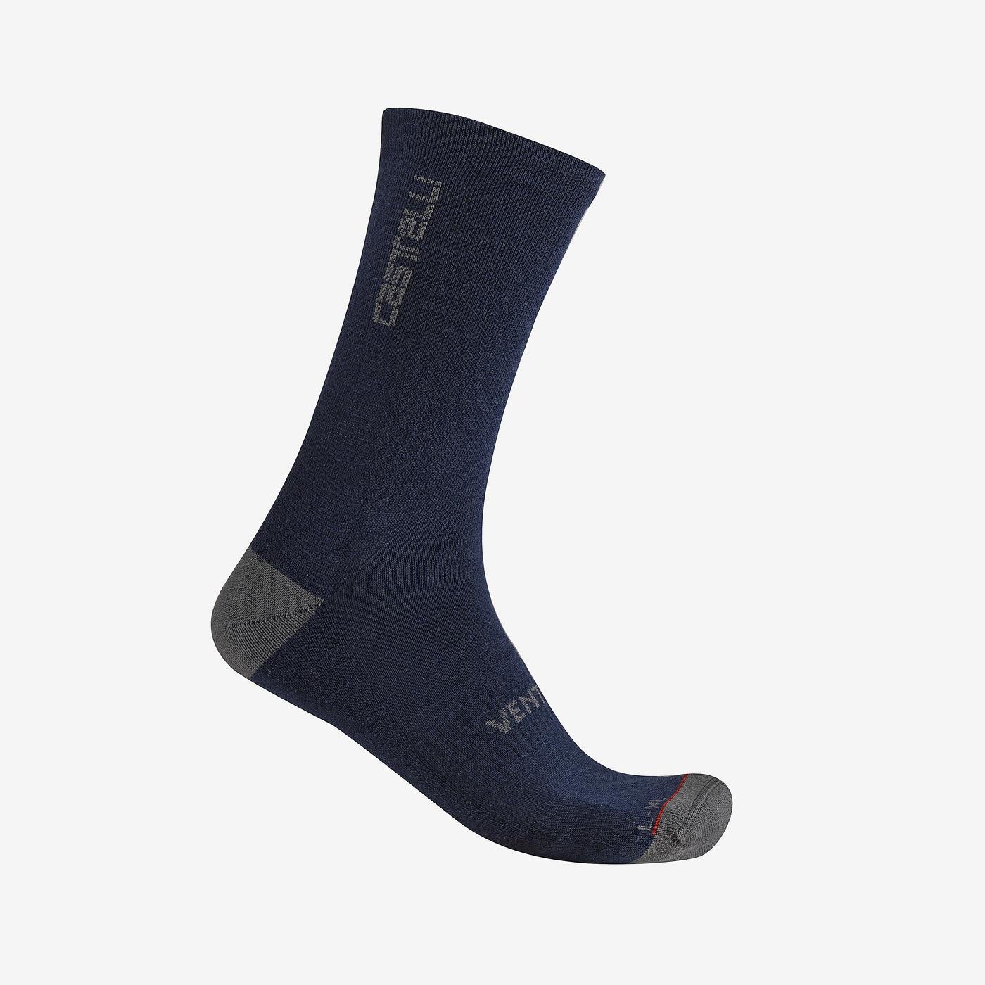 Navy castelli cycling sock made with soft merino wool