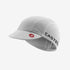 castelli a/c 3 cycling cap, cycling cap with visor for warm weather, white cycling hat with red castelli logo on white background 