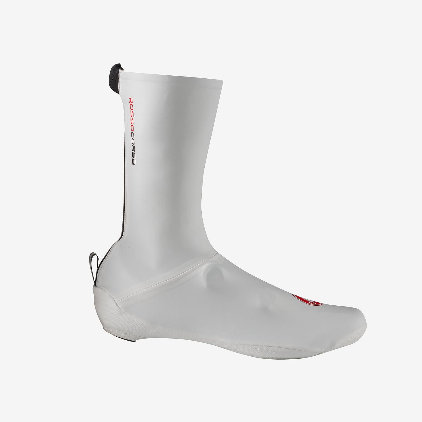 castelli aero race shoecover unisex, waterproof shoe cover for road cycling, white colour, side profile