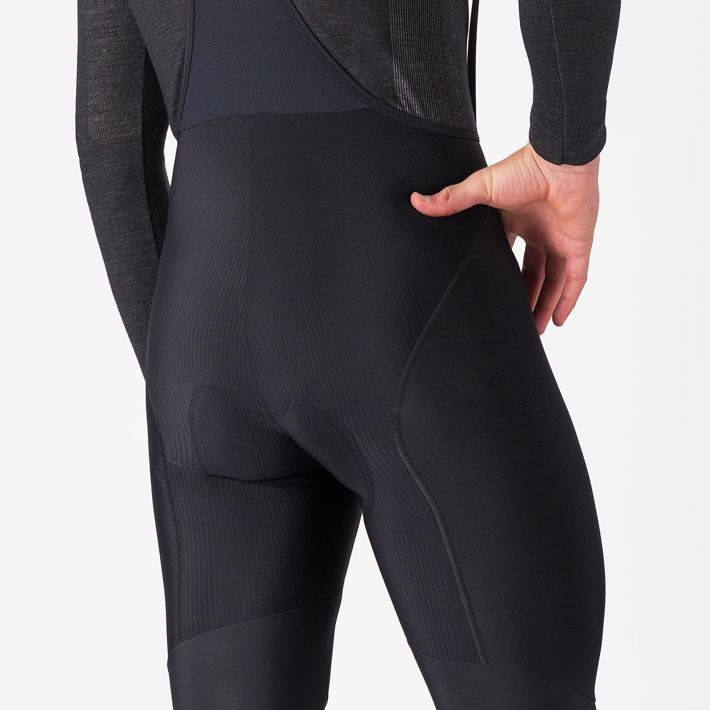 castelli competizione bibtight for men, black, close up of KISS Air2 seat pad