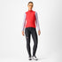 Woman wearing a Castelli Espresso Vest in hibiscus red