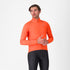 Man wearing an orange castelli emergency 3 rain jacket for cycling