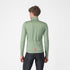castelli entrata thermal jersey for men, warm fleece thermal layer for cold weather cycling ireland, light green colour, showing back