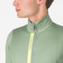 castelli entrata thermal cycling jersey for men, light green colour, close up of neck