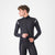 castelli perfetto ros 3 mens, waterproof full zip cycling jacket, black with silver reflective details, man wearing jacket and unzipping from waist