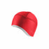 castelli pro thermal 2 skully, warm cycling cap for under helmet, red colour, cycling under hat side profile with white inner fleece