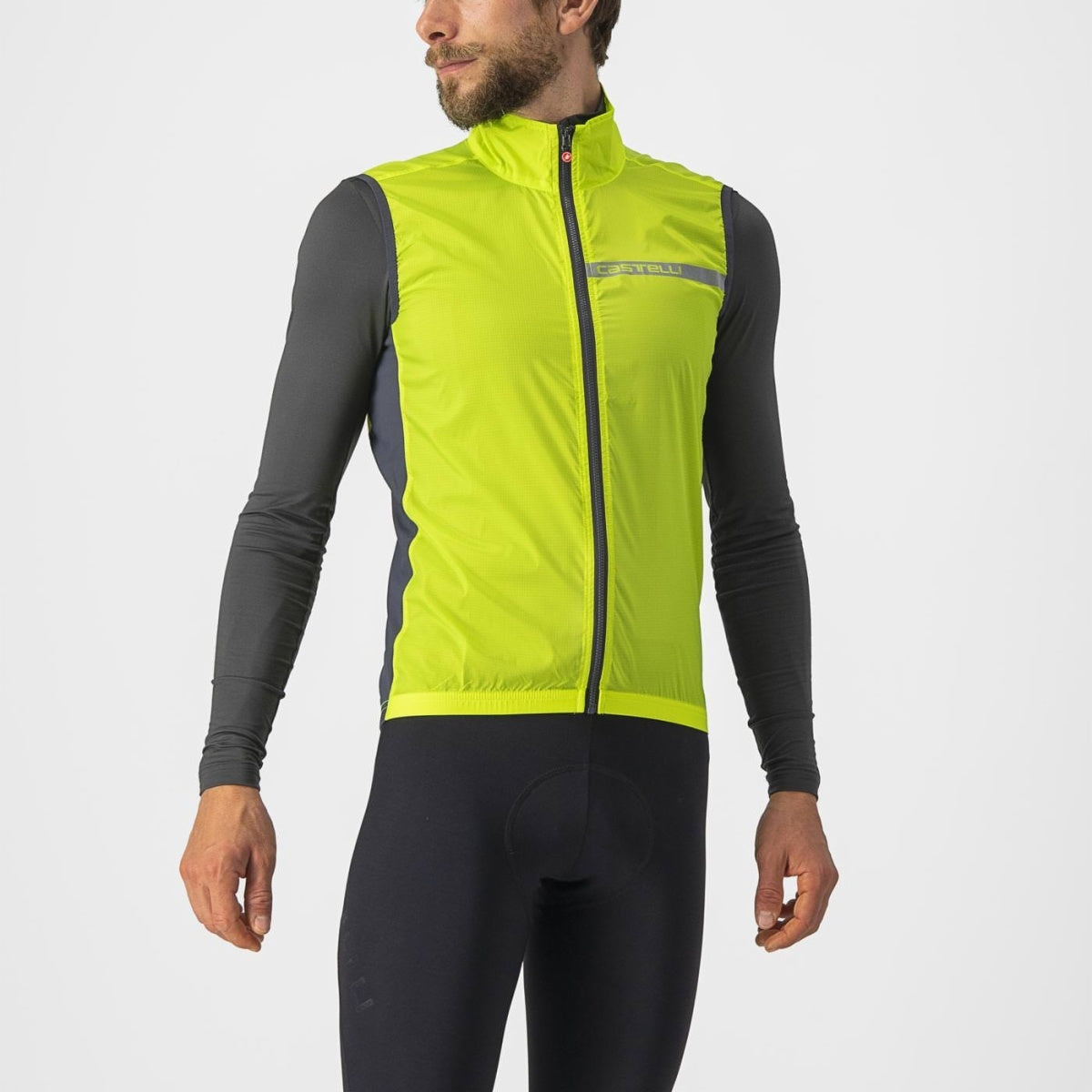 castelli squadra stretch vest yellow fluro