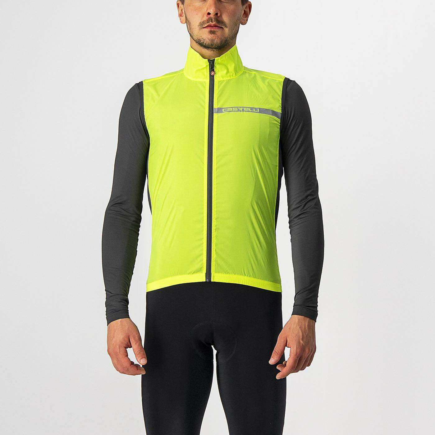 castelli squadra stretch vest yellow fluro