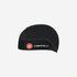 castelli summer skullcap for all gender, lightweight, breathable hat for underneath a helmet, black hat on a white background with castelli logo
