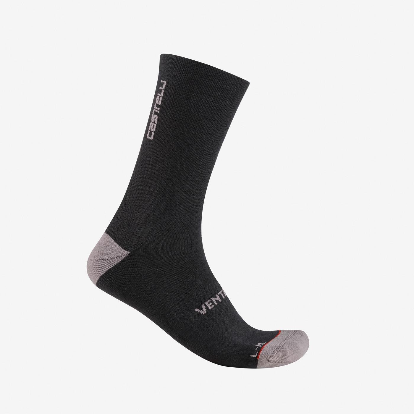 Black castelli cycling sock made with soft merino wool