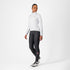 woman wearing castelli emergency 3 waterproof cycling jacket in white