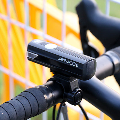 CatEye Ampp 400s / Viz 100 II Bike Light Set, back of black light on handlebar