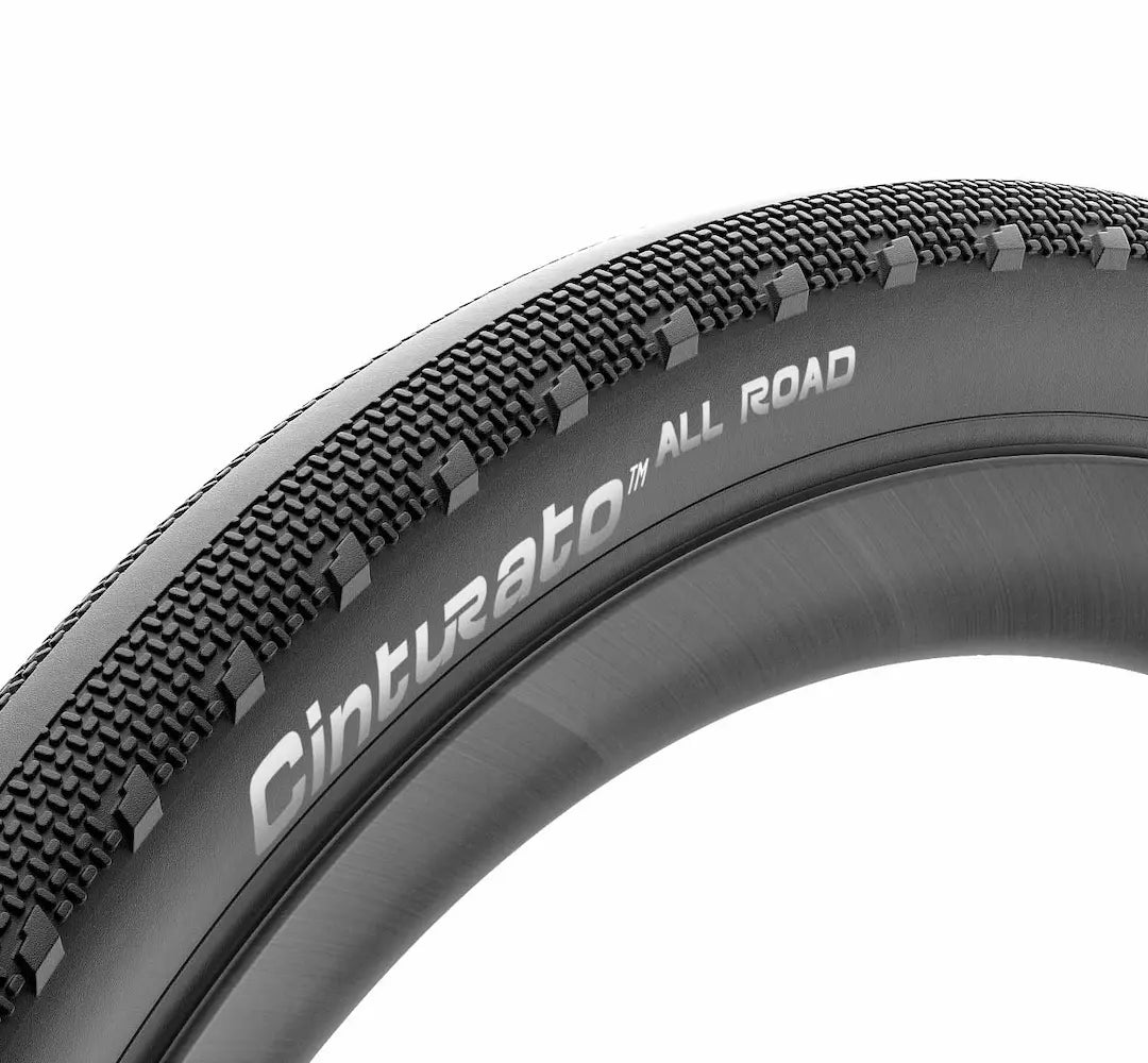 Cinturato All Road bicycle tire with tread pattern and branding 