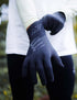 compressport 3D thermo glove, insulating warm running glove, black colour, up close of back hand of glove