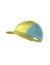 Compressport 5 Panel Light Cap, super lightweight and breathable hat for road running and racing, yellow and blue colour, front of hat