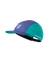 Compressport 5 Panel Light Cap, super lightweight and breathable hat for road running and racing, purple and blue colour, front angle profile of hat